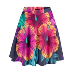 Neon Flowers High Waist Skirt by goljakoff