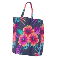 Neon Flowers Giant Grocery Tote by goljakoff