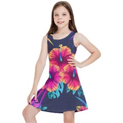 Neon Flowers Kids  Lightweight Sleeveless Dress by goljakoff