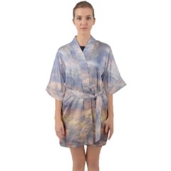 Cloudscape Photo Print Half Sleeve Satin Kimono 