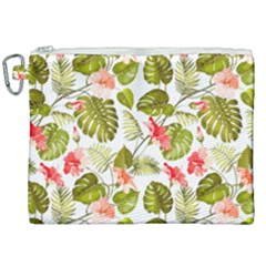Tropical Flowers Canvas Cosmetic Bag (xxl) by goljakoff