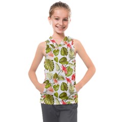 Tropical Flowers Kids  Sleeveless Hoodie