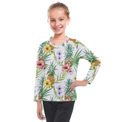 Tropical Pineapples Kids  Long Mesh Tee by goljakoff