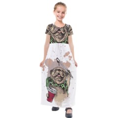 Pug Lover Coffee Kids  Short Sleeve Maxi Dress