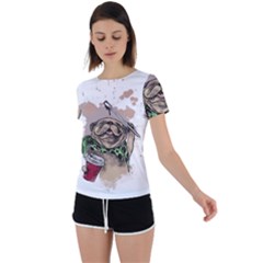 Pug Lover Coffee Back Circle Cutout Sports Tee