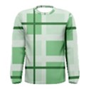 Abstract Green Squares Men s Long Sleeve Tee View1