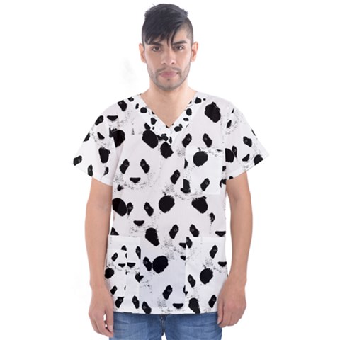 Panda Men s V-neck Scrub Top by redcarpettees