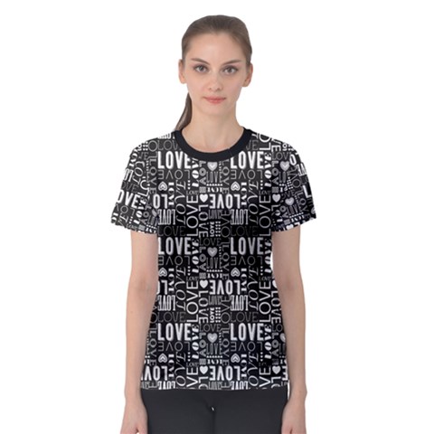 Black Love Heart Women s Sport Mesh Tee by redcarpettees