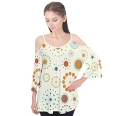 Floral Flower Orange Red Green Blue Circle Flutter Tees