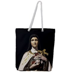 Virgin Mary Sculpture Dark Scene Full Print Rope Handle Tote (large) by dflcprintsclothing