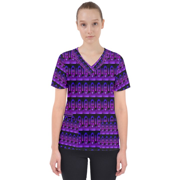 Violet Retro Women s V-Neck Scrub Top