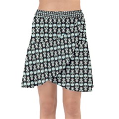 Skull Pattern Wrap Front Skirt by Sparkle