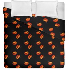 Kawaii Pumpkin Black Duvet Cover Double Side (king Size)