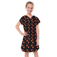 Kawaii Pumpkin Black Kids  Drop Waist Dress by vintage2030
