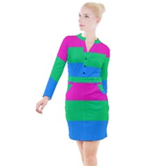 Polysexual Pride Flag Lgbtq Button Long Sleeve Dress by lgbtnation