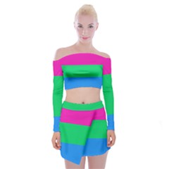 Polysexual Pride Flag Lgbtq Off Shoulder Top With Mini Skirt Set by lgbtnation