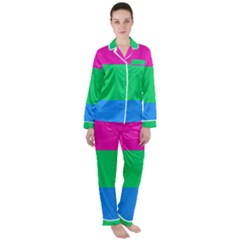 Polysexual Pride Flag Lgbtq Satin Long Sleeve Pyjamas Set by lgbtnation
