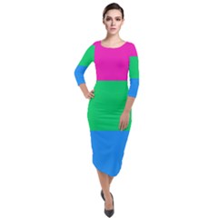 Polysexual Pride Flag Lgbtq Quarter Sleeve Midi Velour Bodycon Dress by lgbtnation