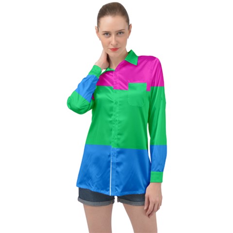 Polysexual Pride Flag Lgbtq Long Sleeve Satin Shirt by lgbtnation