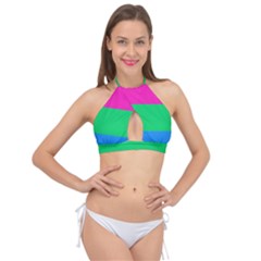 Polysexual Pride Flag Lgbtq Cross Front Halter Bikini Top by lgbtnation