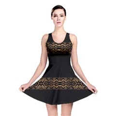 Luxury Ornate Minimal Style Dark Print Reversible Skater Dress by dflcprintsclothing