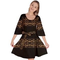 Luxury Ornate Minimal Style Dark Print Velour Kimono Dress by dflcprintsclothing