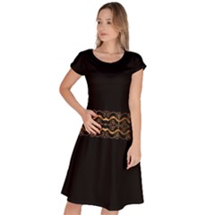 Luxury Ornate Minimal Style Dark Print Classic Short Sleeve Dress by dflcprintsclothing