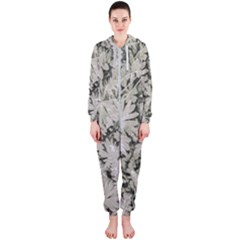 Pale Tropical Floral Print Pattern Hooded Jumpsuit (ladies)  by dflcprintsclothing