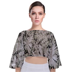 Pale Tropical Floral Print Pattern Tie Back Butterfly Sleeve Chiffon Top by dflcprintsclothing