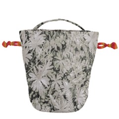 Pale Tropical Floral Print Pattern Drawstring Bucket Bag by dflcprintsclothing