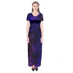 Blue,pink,red And Purple Galaxy Short Sleeve Maxi Dress by Dazzleway