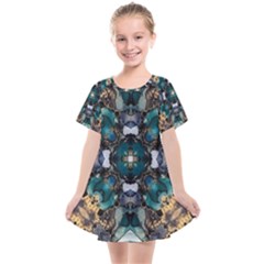 Teal And Gold Kids  Smock Dress