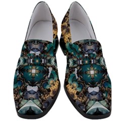 Teal And Gold Women s Chunky Heel Loafers