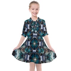 Teal And Gold Kids  All Frills Chiffon Dress by Dazzleway