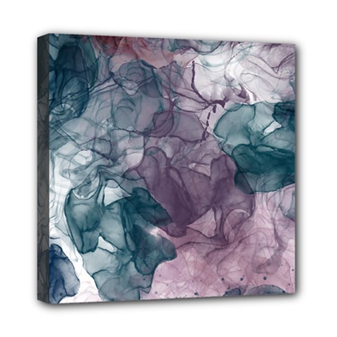 Teal And Purple Alcohol Ink Mini Canvas 8  X 8  (stretched)