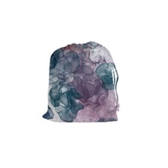 Teal And Purple Alcohol Ink Drawstring Pouch (small)