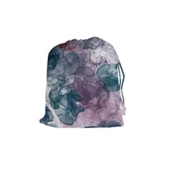 Teal And Purple Alcohol Ink Drawstring Pouch (medium) by Dazzleway