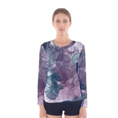 Teal And Purple Alcohol Ink Women s Long Sleeve Tee