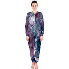 Teal And Purple Alcohol Ink Onepiece Jumpsuit (ladies)  by Dazzleway