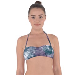 Teal And Purple Alcohol Ink Halter Bandeau Bikini Top