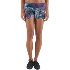 Teal And Purple Alcohol Ink Yoga Shorts