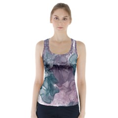 Teal And Purple Alcohol Ink Racer Back Sports Top by Dazzleway