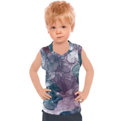 Teal And Purple Alcohol Ink Kids  Sport Tank Top