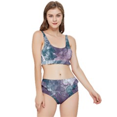 Teal And Purple Alcohol Ink Frilly Bikini Set