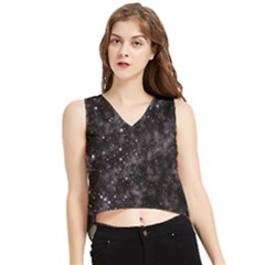Pink Gray Galaxy V-neck Cropped Tank Top by Dazzleway