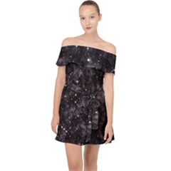 Pink Gray Galaxy Off Shoulder Chiffon Dress