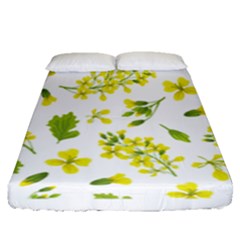 Yellow Flowers Fitted Sheet (queen Size) by designsbymallika