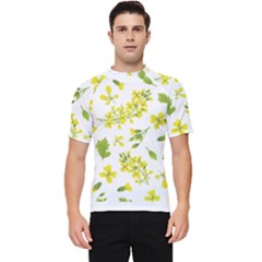 Yellow Flowers Men s Short Sleeve Rash Guard by designsbymallika