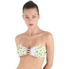 Yellow Flowers Twist Bandeau Bikini Top