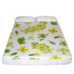 Yellow Flowers Fitted Sheet (california King Size) by designsbymallika